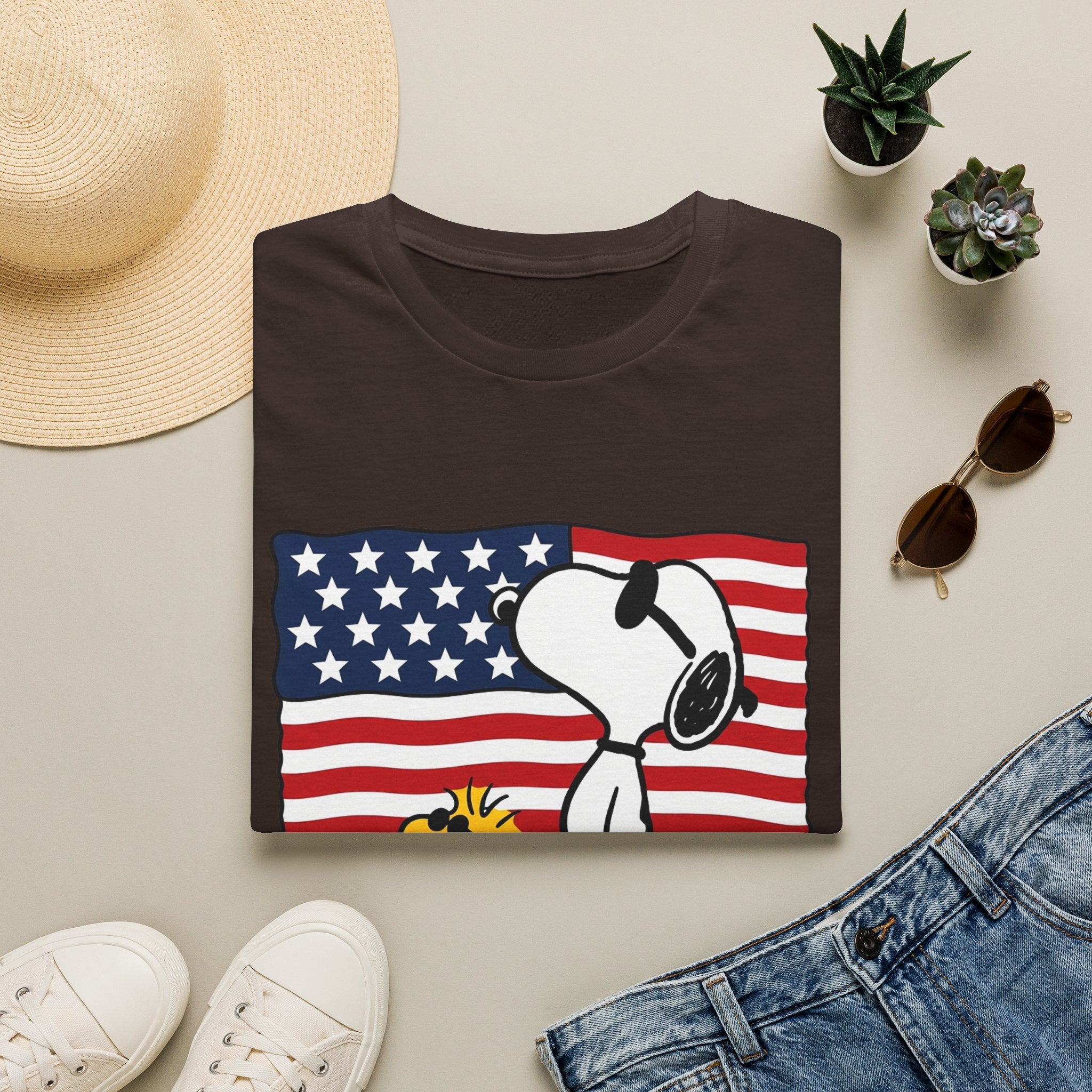 Snoopy American Flag T-Shirt — "Est. 1776" Patriotic Peanuts Tee