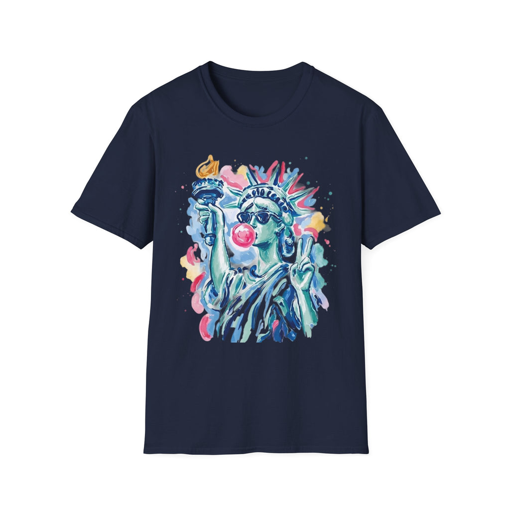 Statue of Liberty Bubblegum T-Shirt — Watercolor NYC Patriotic Tee