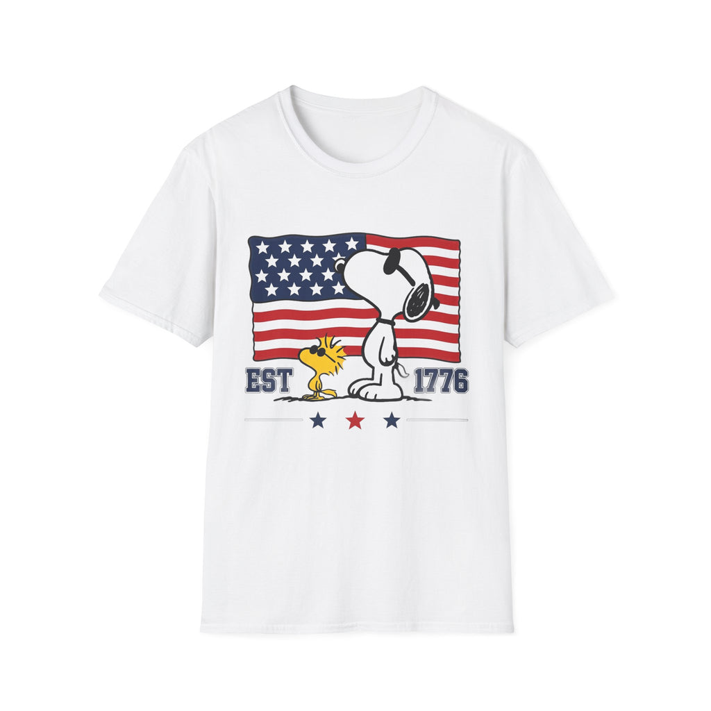 Snoopy American Flag T-Shirt — "Est. 1776" Patriotic Peanuts Tee