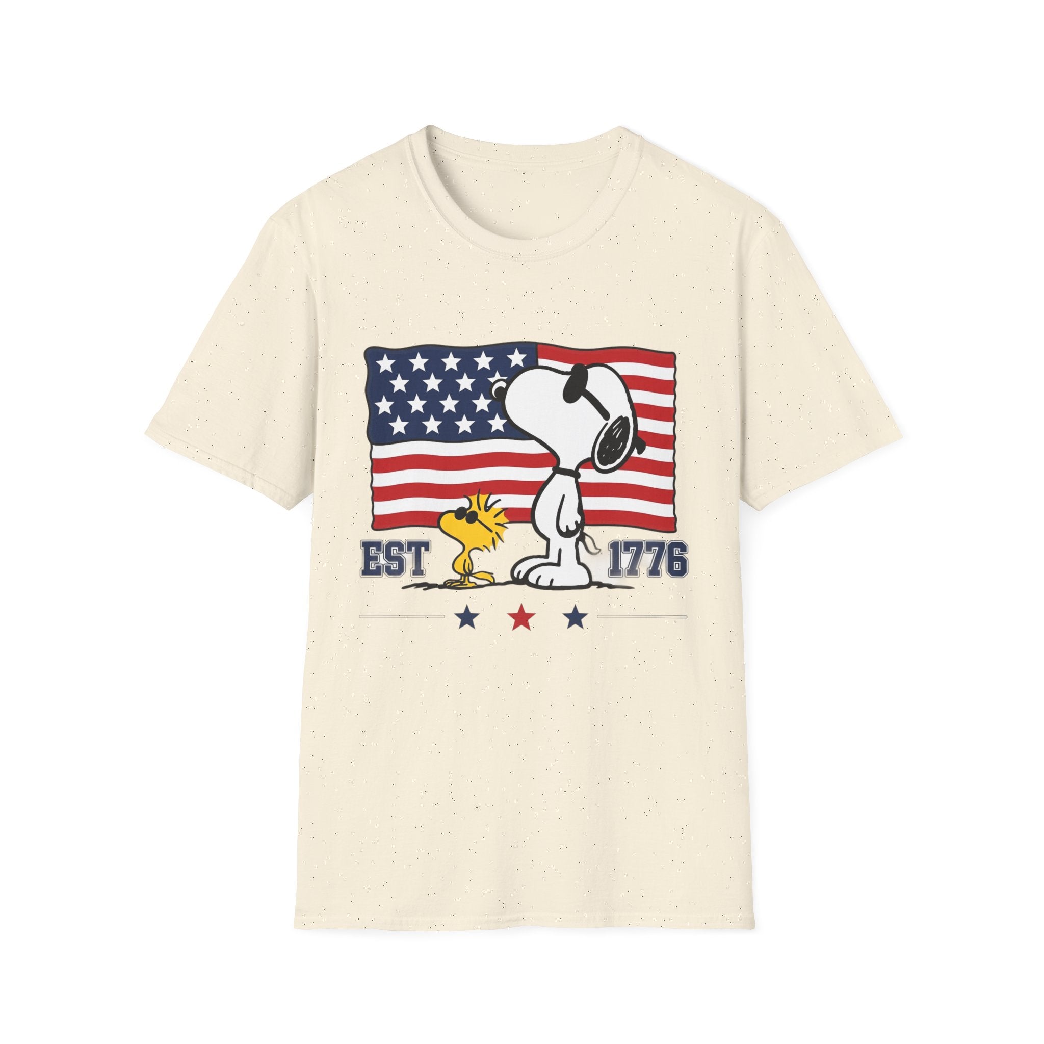 Snoopy American Flag T-Shirt — "Est. 1776" Patriotic Peanuts Tee
