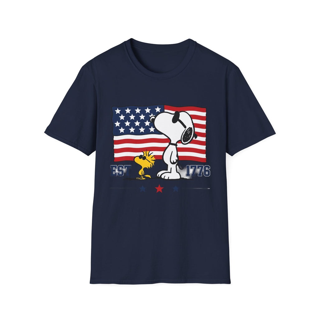 Snoopy American Flag T-Shirt — "Est. 1776" Patriotic Peanuts Tee
