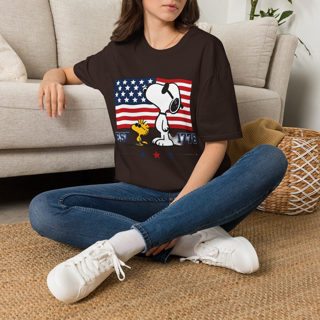 Snoopy American Flag T-Shirt — "Est. 1776" Patriotic Peanuts Tee