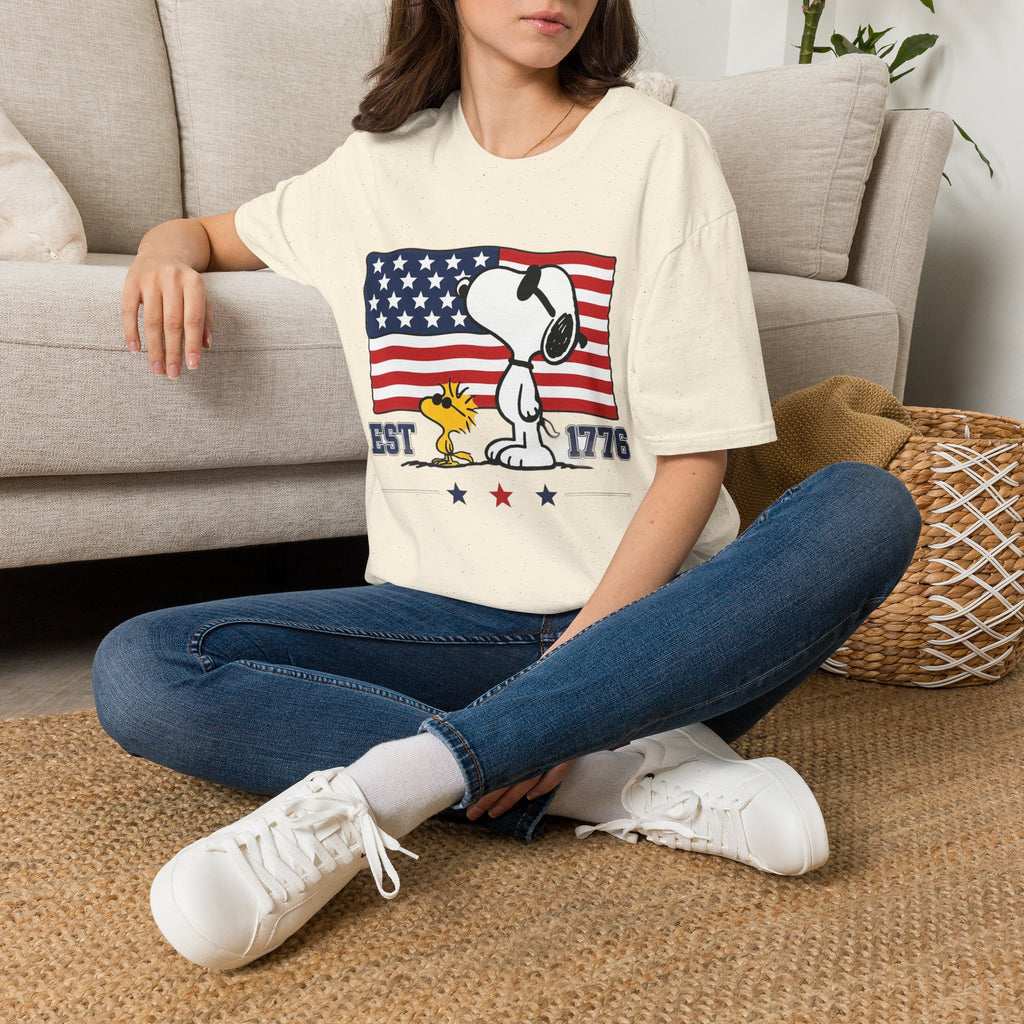 Snoopy American Flag T-Shirt — "Est. 1776" Patriotic Peanuts Tee