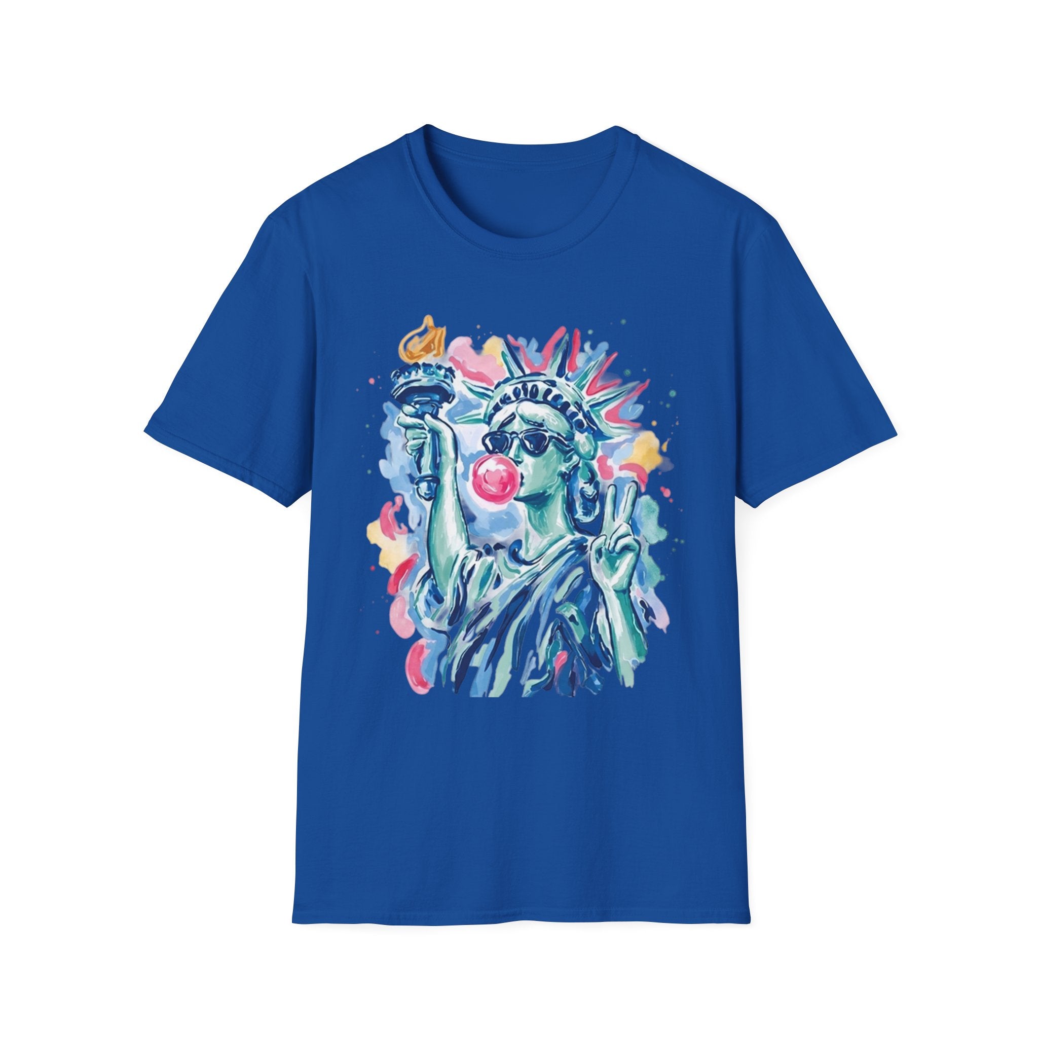 Statue of Liberty Bubblegum T-Shirt — Watercolor NYC Patriotic Tee