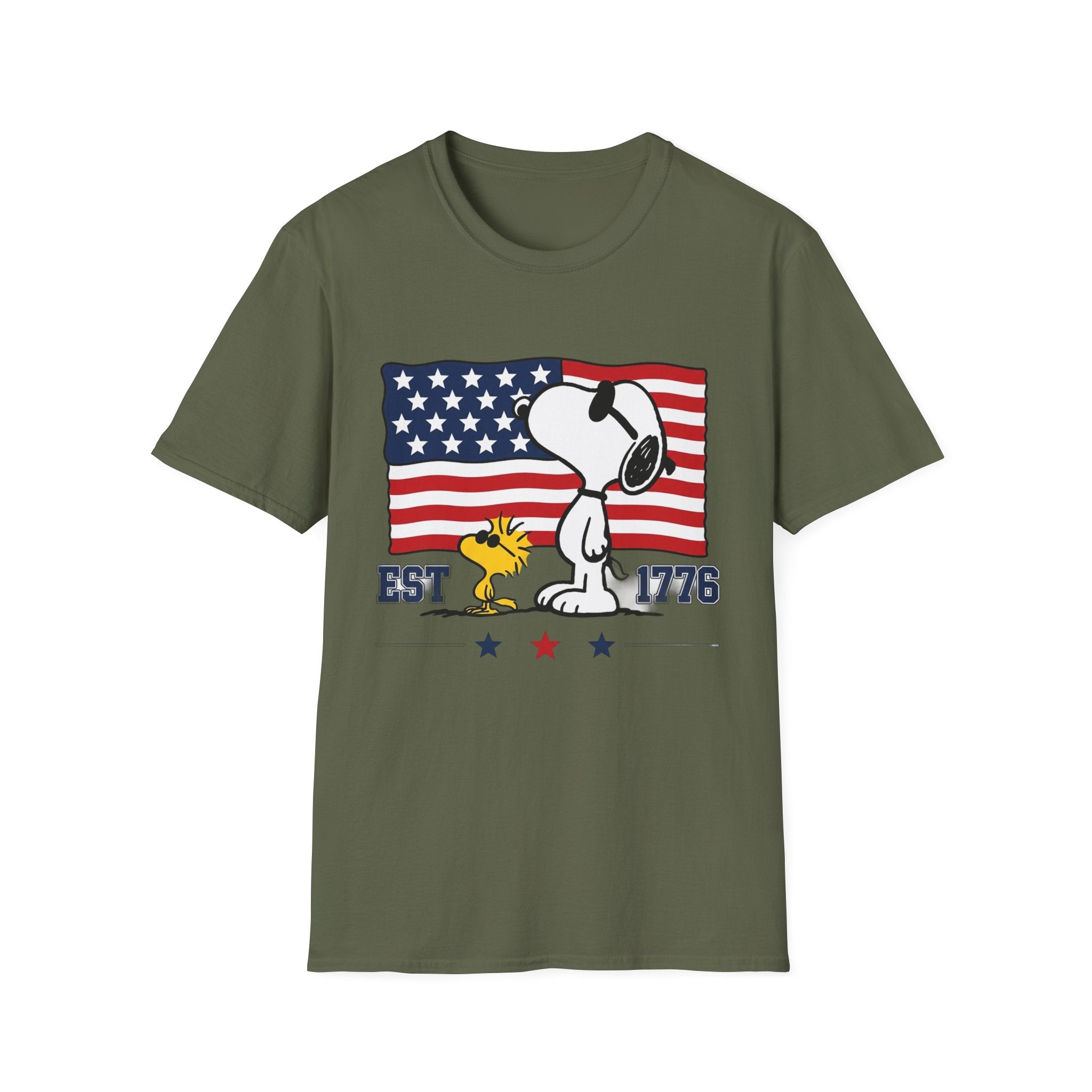 Snoopy American Flag T-Shirt — "Est. 1776" Patriotic Peanuts Tee