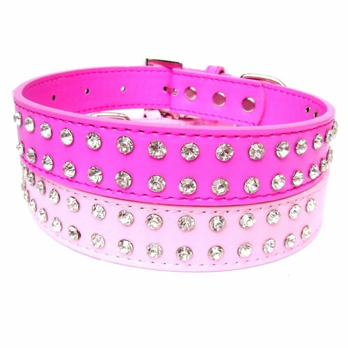 2-Row Dog Collars - Fuchsia Pink