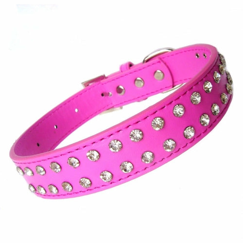 2-Row Dog Collars - Fuchsia Pink