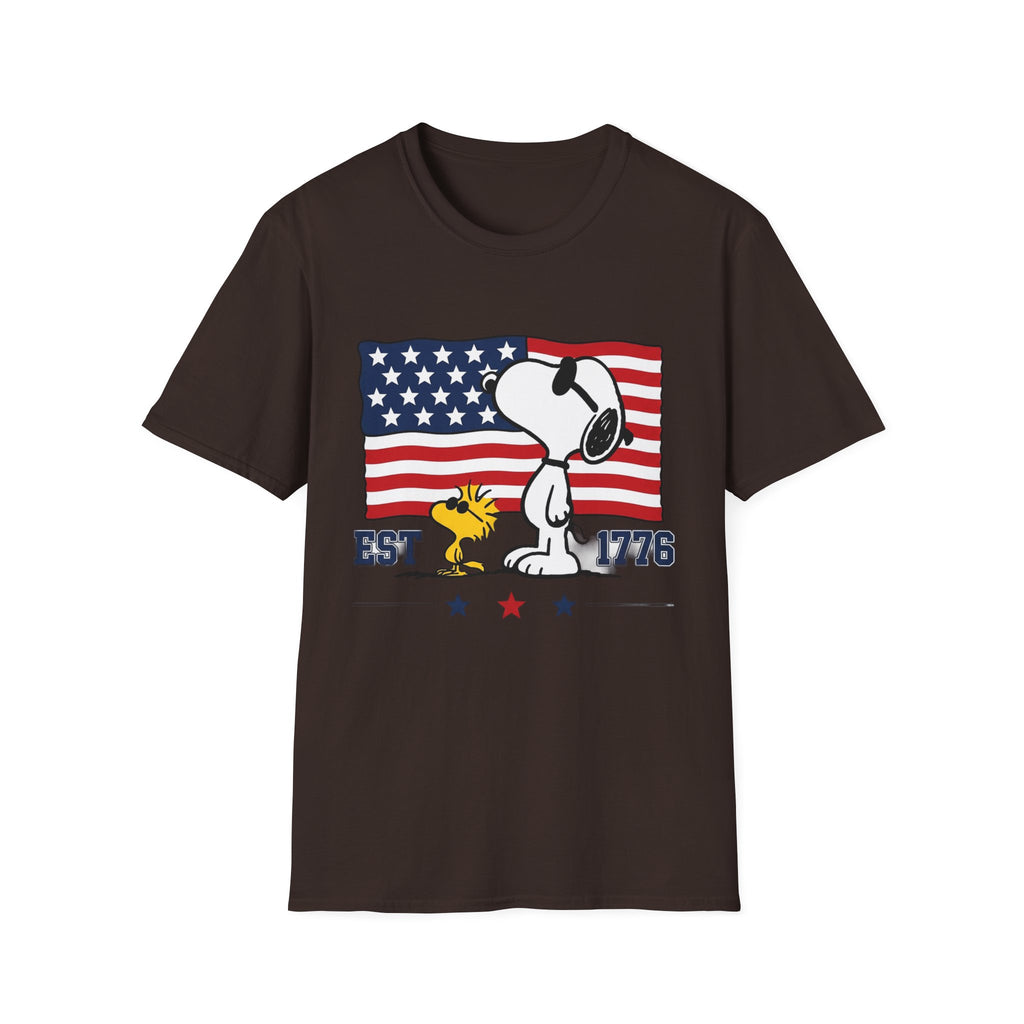Snoopy American Flag T-Shirt — "Est. 1776" Patriotic Peanuts Tee