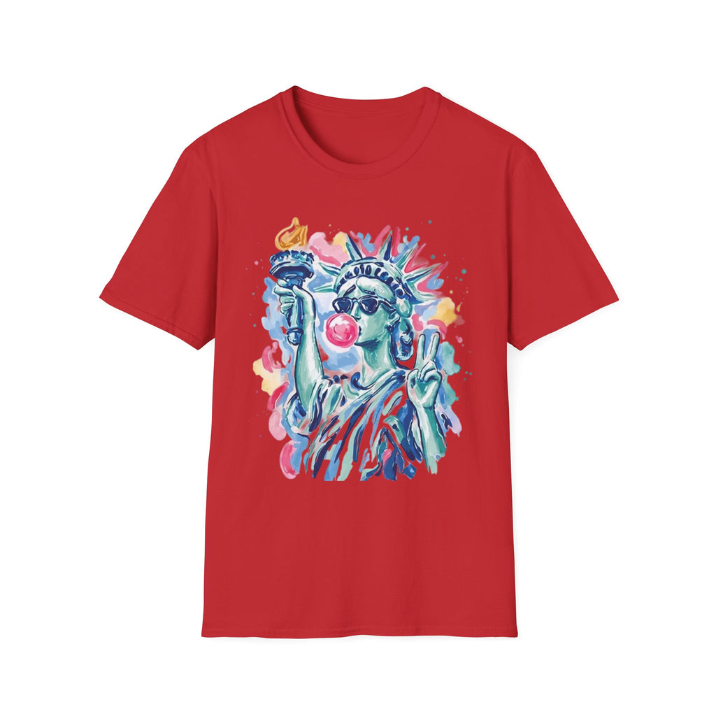 Statue of Liberty Bubblegum T-Shirt — Watercolor NYC Patriotic Tee