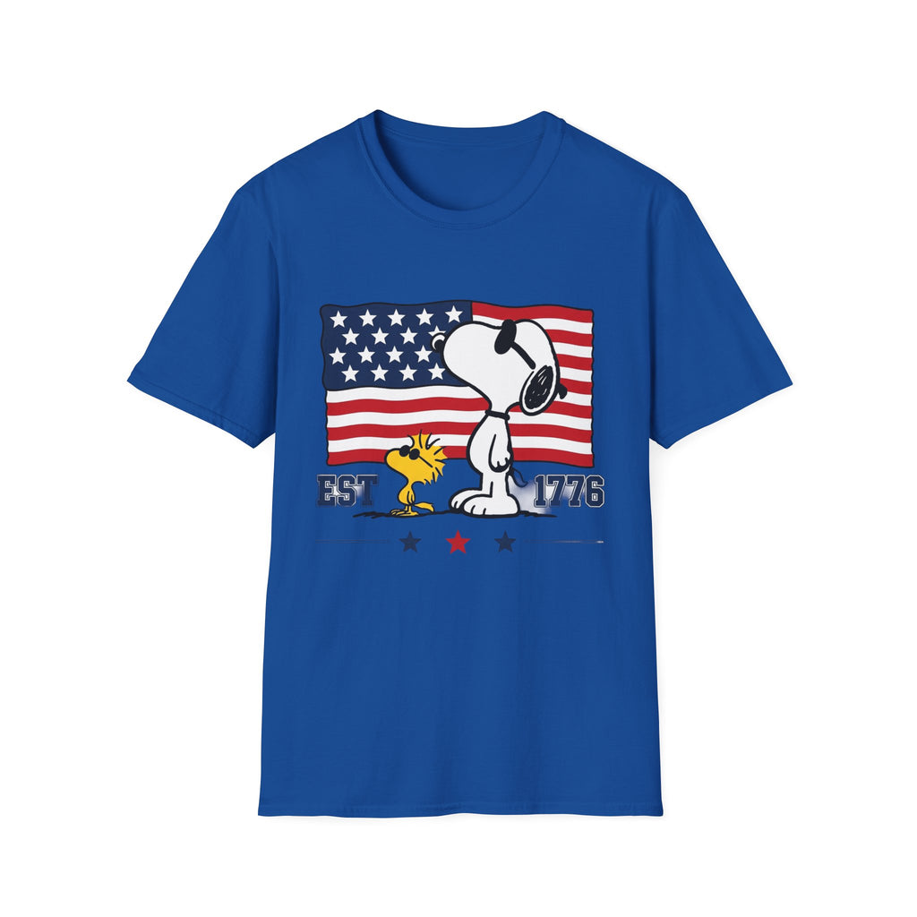 Snoopy American Flag T-Shirt — "Est. 1776" Patriotic Peanuts Tee