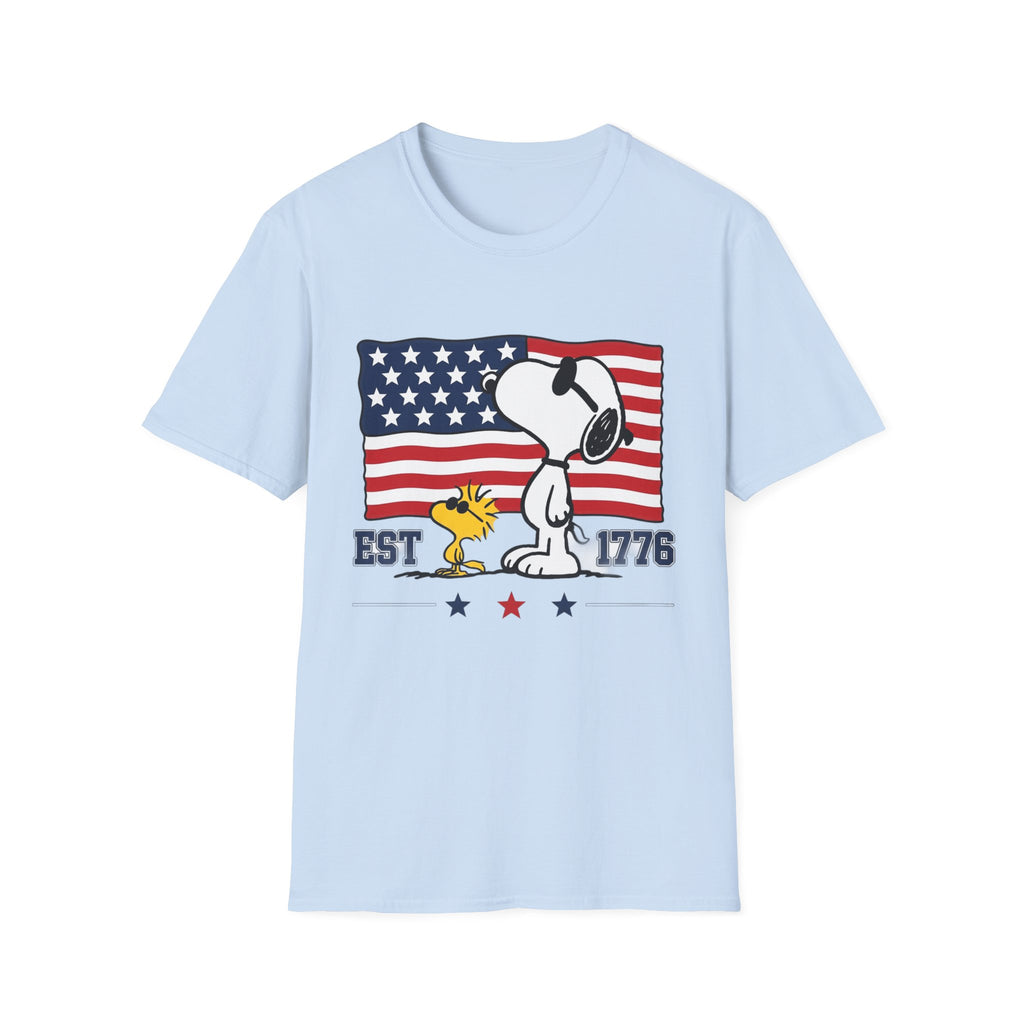 Snoopy American Flag T-Shirt — "Est. 1776" Patriotic Peanuts Tee