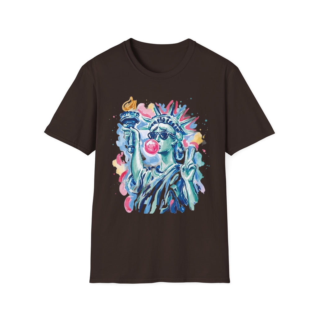 Statue of Liberty Bubblegum T-Shirt — Watercolor NYC Patriotic Tee