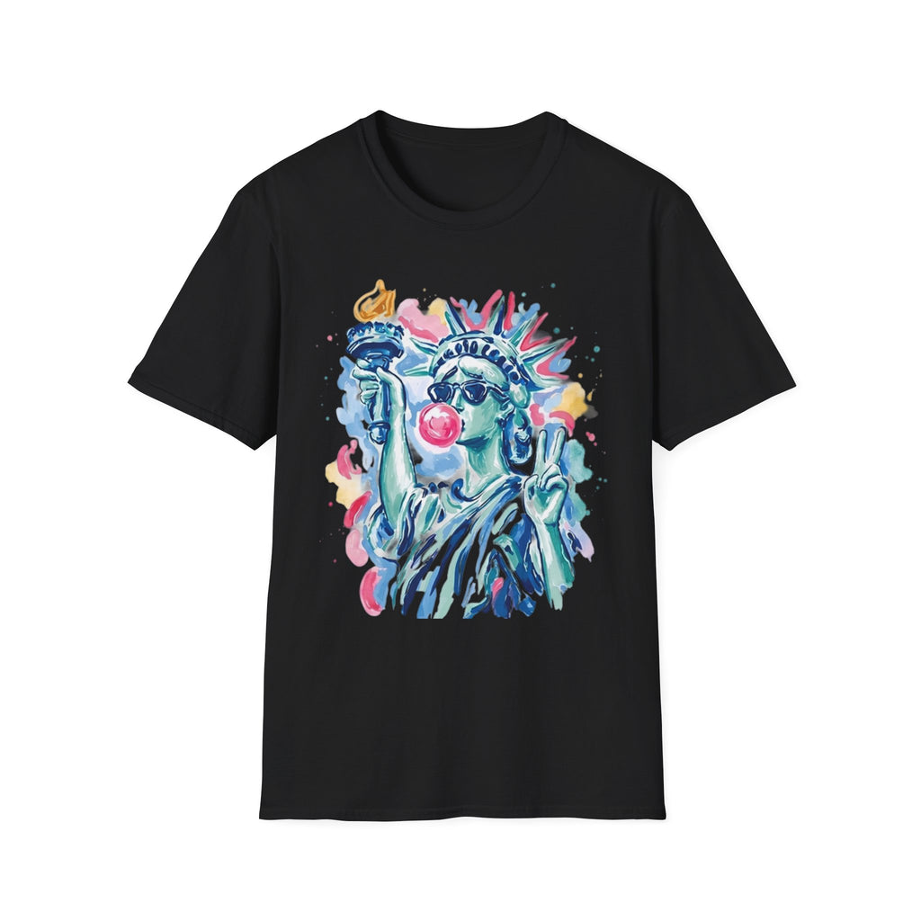 Statue of Liberty Bubblegum T-Shirt — Watercolor NYC Patriotic Tee