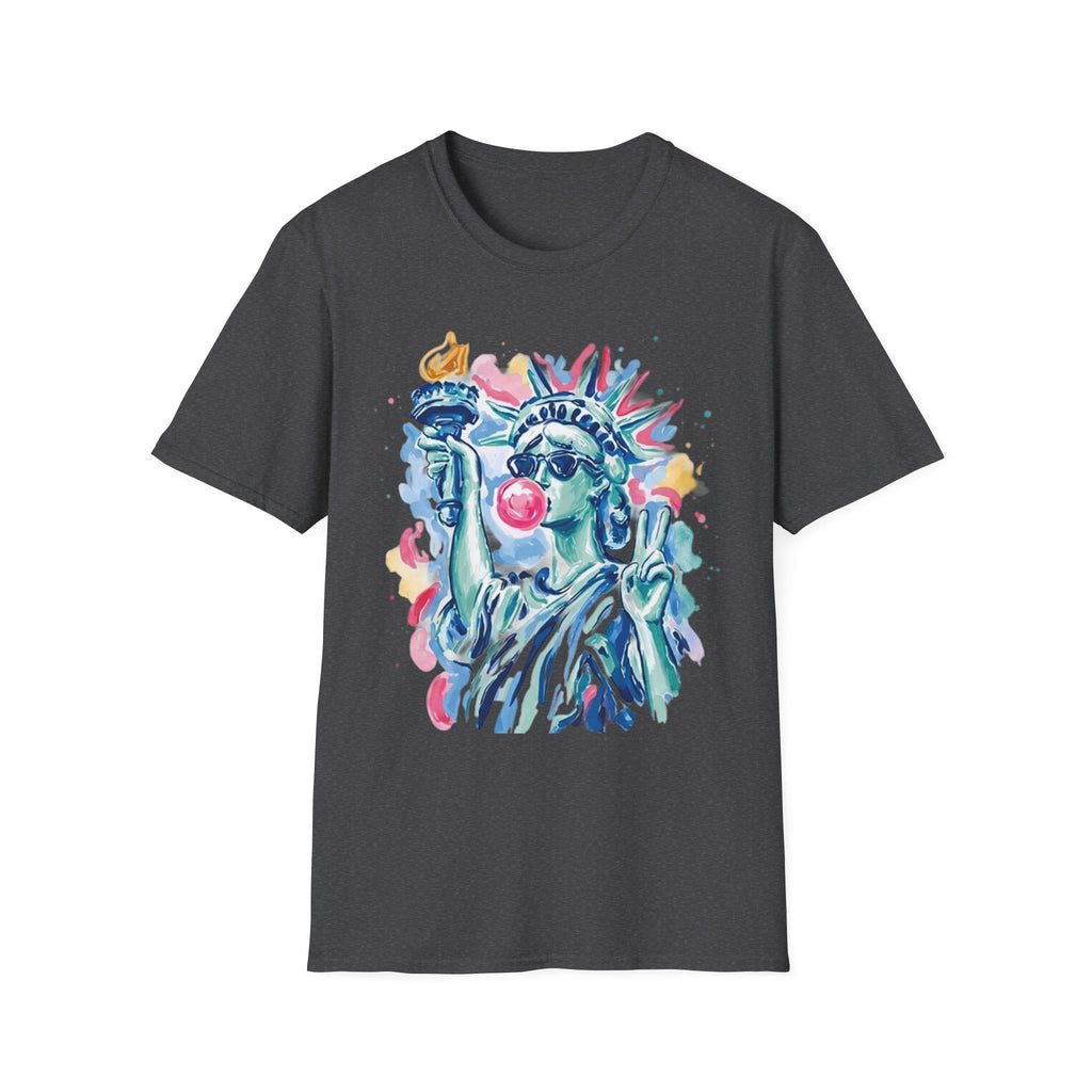 Statue of Liberty Bubblegum T-Shirt — Watercolor NYC Patriotic Tee