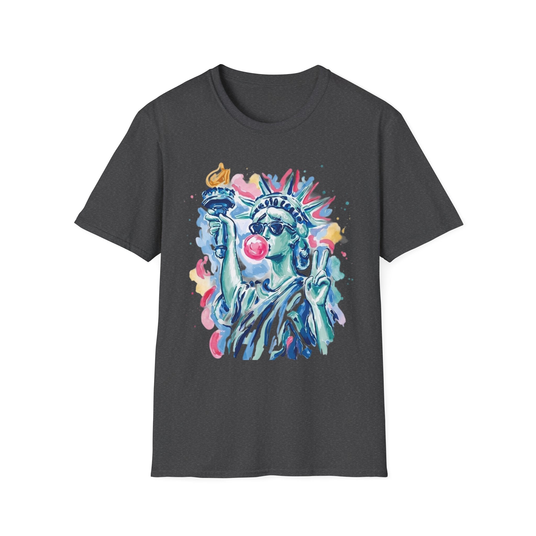 Statue of Liberty Bubblegum T-Shirt — Watercolor NYC Patriotic Tee